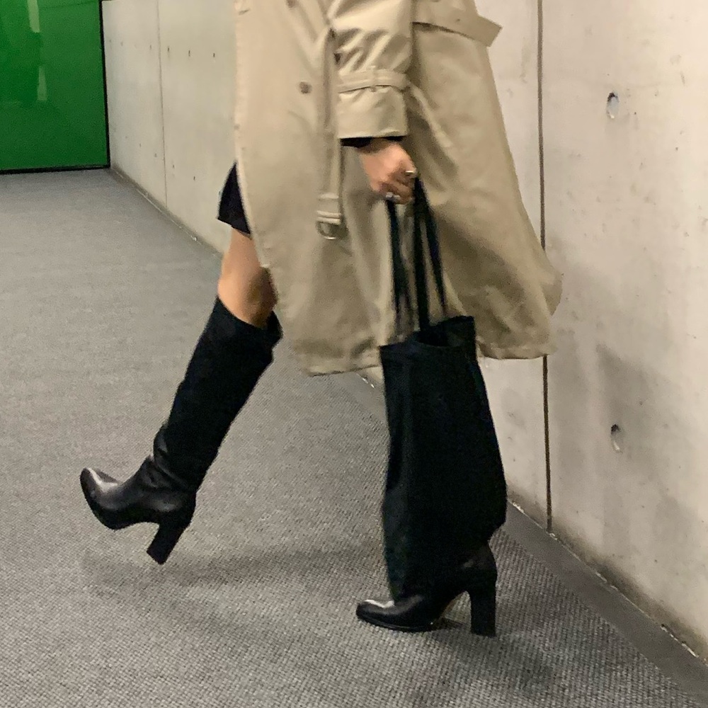Knee High Black Leather Boots